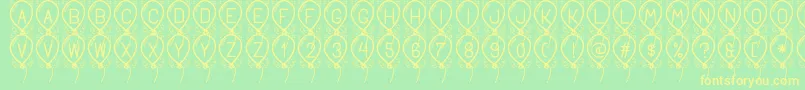 HappyBalloonStPersonalUse-Schriftart – Gelbe Schriften auf grünem Hintergrund