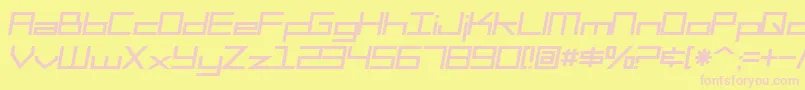 SfSquareHeadItalic-fontti – vaaleanpunaiset fontit keltaisella taustalla