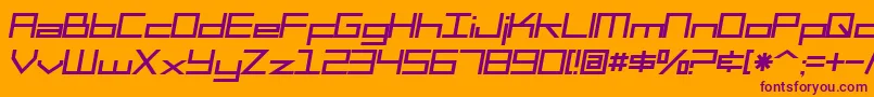 SfSquareHeadItalic-Schriftart – Violette Schriften auf orangefarbenem Hintergrund