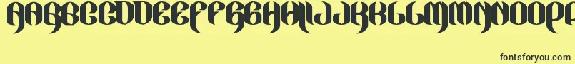 JakejarkorLocura-Schriftart – Schwarze Schriften auf gelbem Hintergrund