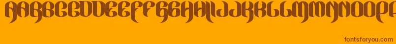 JakejarkorLocura-Schriftart – Braune Schriften auf orangefarbenem Hintergrund