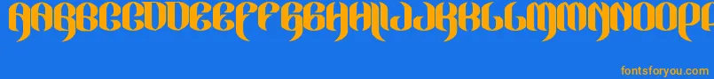 JakejarkorLocura Font – Orange Fonts on Blue Background
