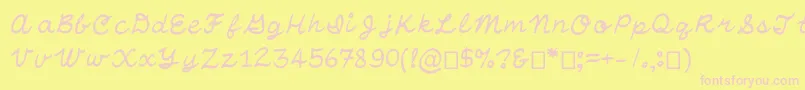 OtfHandwritingStandard-Schriftart – Rosa Schriften auf gelbem Hintergrund