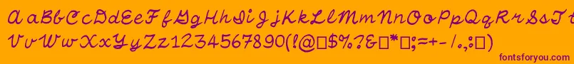 OtfHandwritingStandard Font – Purple Fonts on Orange Background