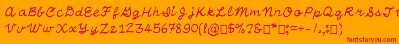 OtfHandwritingStandard Font – Red Fonts on Orange Background