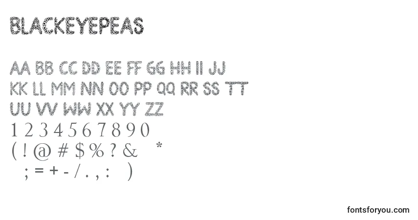 Schriftart BlackEyePeas – Alphabet, Zahlen, spezielle Symbole