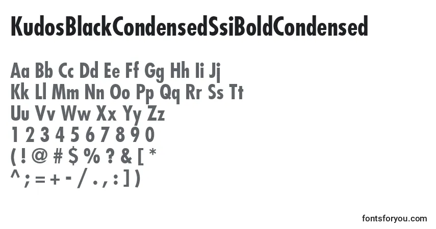 Schriftart KudosBlackCondensedSsiBoldCondensed – Alphabet, Zahlen, spezielle Symbole