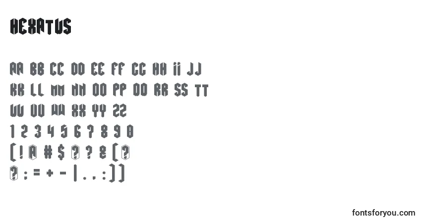 Hexatusフォント–アルファベット、数字、特殊文字