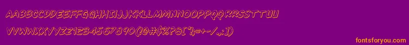 Kangaroocourt3Dital-Schriftart – Orangefarbene Schriften auf violettem Hintergrund