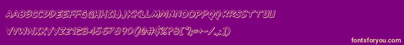 フォントKangaroocourt3Dital – 紫の背景に黄色のフォント