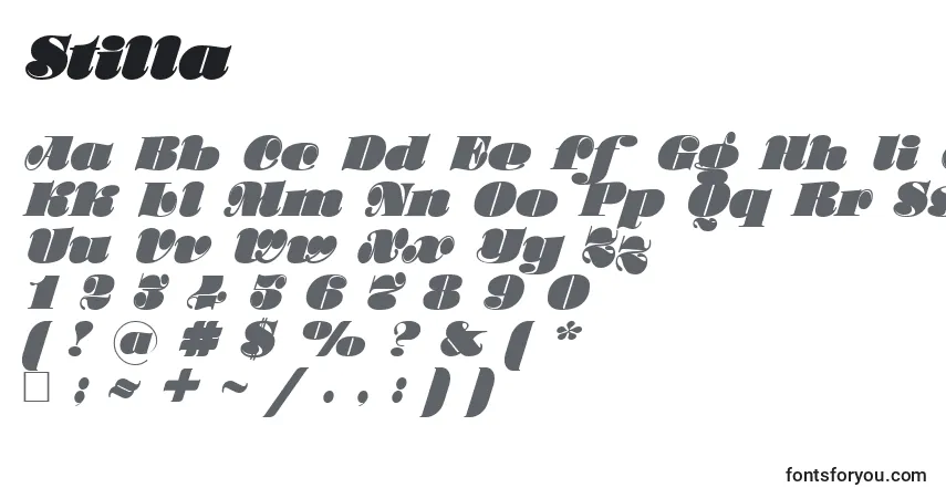 Czcionka Stilla – alfabet, cyfry, specjalne znaki