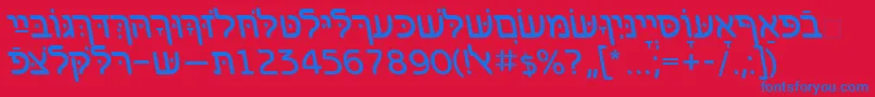 フォントBenzionhebrewttItalic – 赤い背景に青い文字