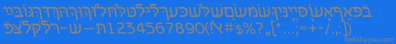 Czcionka BenzionhebrewttItalic – szare czcionki na niebieskim tle