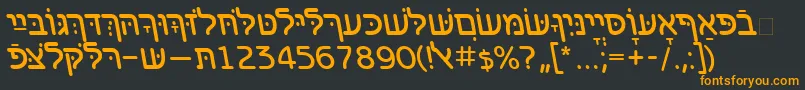 フォントBenzionhebrewttItalic – 黒い背景にオレンジの文字