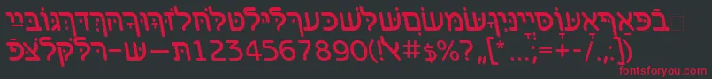 フォントBenzionhebrewttItalic – 黒い背景に赤い文字