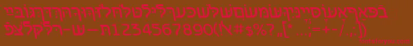 フォントBenzionhebrewttItalic – 赤い文字が茶色の背景にあります。