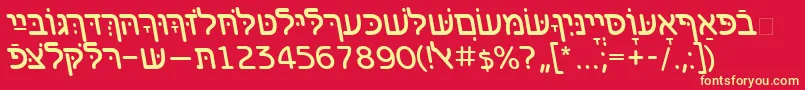 BenzionhebrewttItalic Font – Yellow Fonts on Red Background