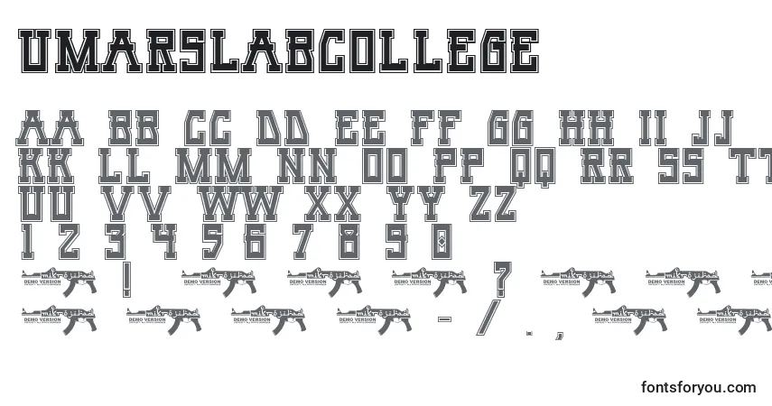Czcionka UmarSlabCollege (75880) – alfabet, cyfry, specjalne znaki