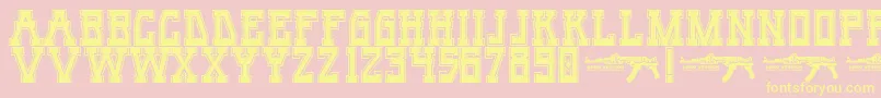 Więcej informacji o czcionce UmarSlabCollege Czcionka UmarSlabCollege – żółte czcionki na różowym tle