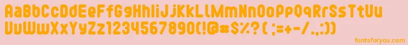 フォントFontopofontopoRegular – オレンジの文字がピンクの背景にあります。