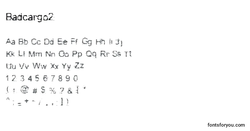 Czcionka Badcargo2 – alfabet, cyfry, specjalne znaki