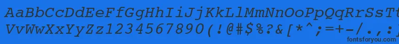 Courier10PitchItalicBt Font – Black Fonts on Blue Background