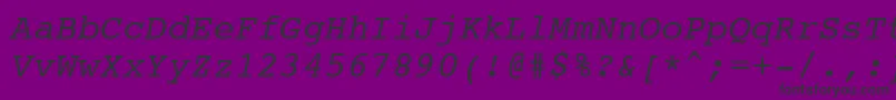 フォントCourier10PitchItalicBt – 紫の背景に黒い文字