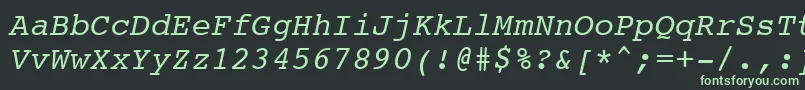 フォントCourier10PitchItalicBt – 黒い背景に緑の文字