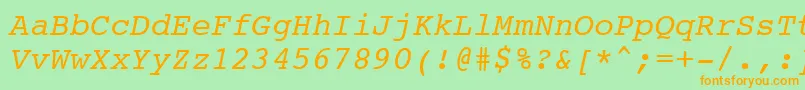 Courier10PitchItalicBt Font – Orange Fonts on Green Background
