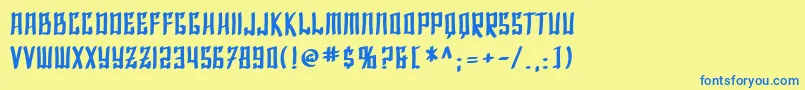 SfShaiFontaiBold-Schriftart – Blaue Schriften auf gelbem Hintergrund