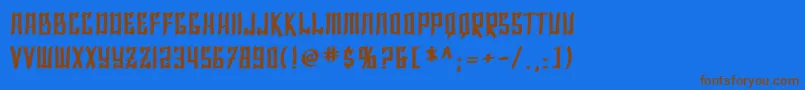 フォントSfShaiFontaiBold – 茶色の文字が青い背景にあります。