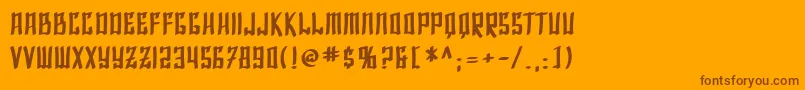 SfShaiFontaiBold-fontti – ruskeat fontit oranssilla taustalla