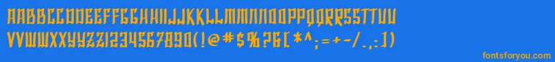 SfShaiFontaiBold-Schriftart – Orangefarbene Schriften auf blauem Hintergrund