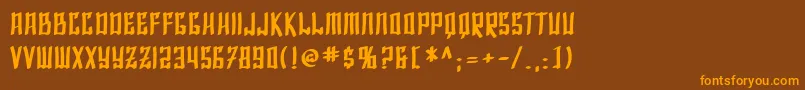 SfShaiFontaiBold-Schriftart – Orangefarbene Schriften auf braunem Hintergrund