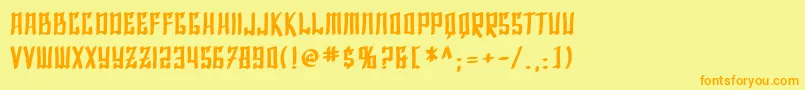 フォントSfShaiFontaiBold – オレンジの文字が黄色の背景にあります。