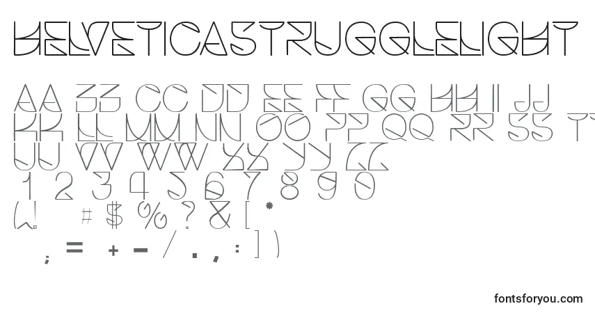 A fonte Helveticastrugglelight (75888) – alfabeto, números, caracteres especiais