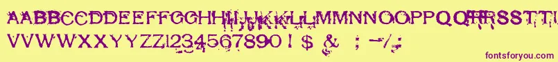 RespessCapsExcessive-Schriftart – Violette Schriften auf gelbem Hintergrund
