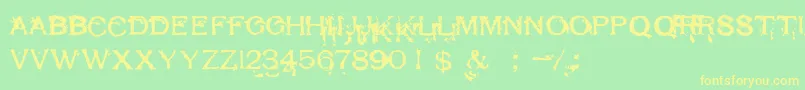 RespessCapsExcessive-Schriftart – Gelbe Schriften auf grünem Hintergrund