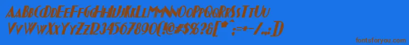 フォントChapleauBoldItalic – 茶色の文字が青い背景にあります。