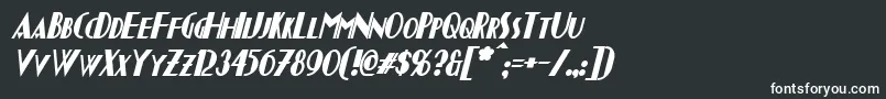 ChapleauBoldItalic-fontti – valkoiset fontit mustalla taustalla