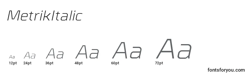 MetrikItalic Font Sizes