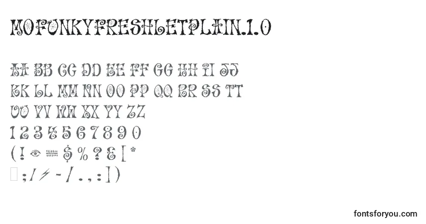 Czcionka MoFunkyFreshLetPlain.1.0 – alfabet, cyfry, specjalne znaki