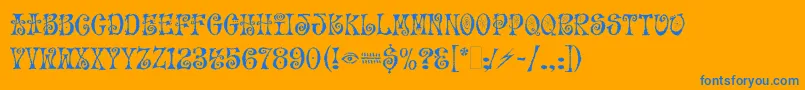 MoFunkyFreshLetPlain.1.0 Font – Blue Fonts on Orange Background