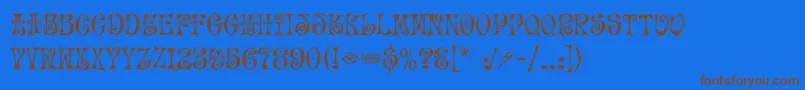 MoFunkyFreshLetPlain.1.0 Font – Brown Fonts on Blue Background