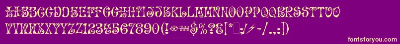 MoFunkyFreshLetPlain.1.0 Font – Yellow Fonts on Purple Background