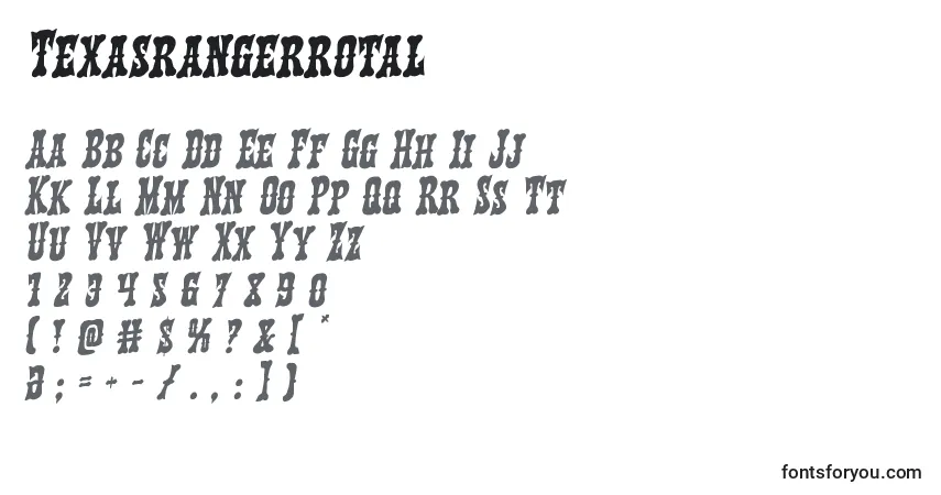 Schriftart Texasrangerrotal – Alphabet, Zahlen, spezielle Symbole
