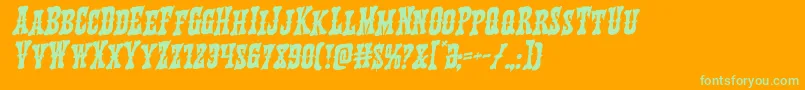 Texasrangerrotal-Schriftart – Grüne Schriften auf orangefarbenem Hintergrund