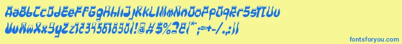 フォントCotocityItalic – 青い文字が黄色の背景にあります。