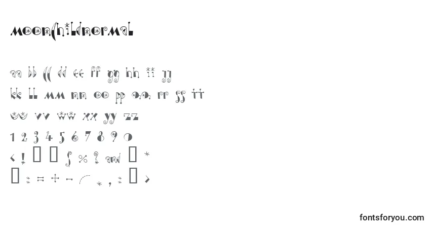 Schriftart MoonchildNormal – Alphabet, Zahlen, spezielle Symbole