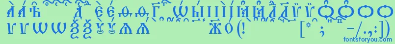 フォントTriodionCapsKucsSpacedout – 青い文字は緑の背景です。